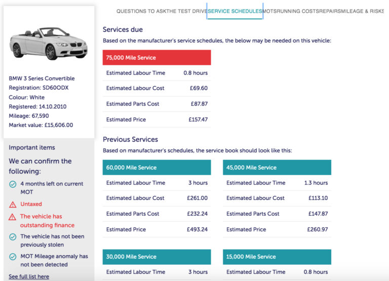Service schedules